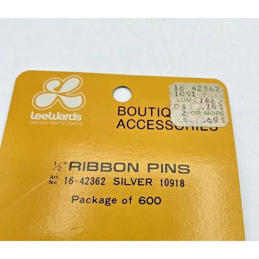 Lee Wards New NOS Vintage 1/2 Inch Ribbon Pins Pkg 600 Silver Tone 10918 Japan